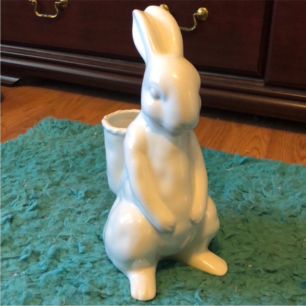 Rae Dunn White Ceramic Bunny Vase bookshelf decor